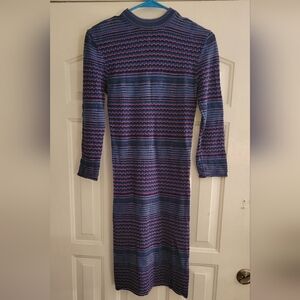 Free People Teal Jewel Boho Chic Groovy Sweater Knit Body Con Dress sz M